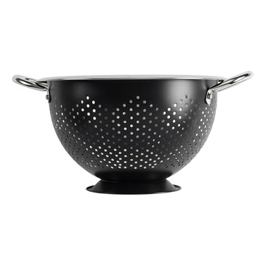 GoodCook Gourmet Colander, 5qt capacity, Stainless Steel with Handles and Elevated Pedestal Foot, Bold Black