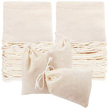 Boao 50 Pcs Cheese Cloth Tea Bags 4 x 3 Inch for Straining Reusable Tea Filter Bag for Loose Tea Empty Tea Bags Soup Bags Spice Bags for Cooking Cold Brew Coffee Bags Muslin Strainer Bags