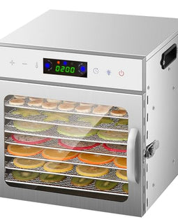 Food Dehydrator, 8 Stainless Steel Trays Dehydrators for Food and Jerky, Herbs, Fruit, Dehydrator Machine with Digital Timer and Temperature Control, Overheat Protection, Recipe Book Included