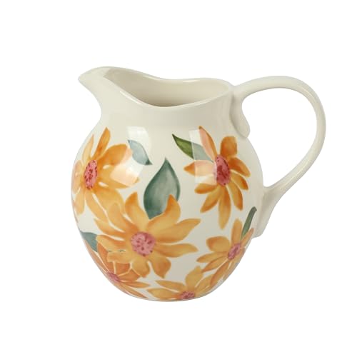 Pitcher & Vase Hand-Painted Sunnyflower 2.6-Quart Stoneware