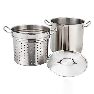 Winware Stainless 20 Quart Steamer/Pasta Cooker with Cover