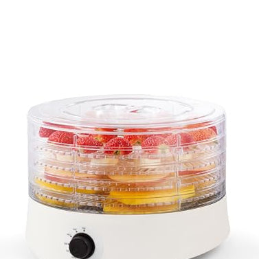 Commercial Chef Food Dehydrator, Dehydrator for Food and Jerky, 280W Meat Dehydrator Machine for Dehydrated Foods with 5 Drying Racks and Slide Out Tray, White