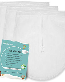 Nut Milk Bag Reusable 3 Pack 12" x 10" Cheesecloth Bags for Straining Almond/Soy Milk Greek Yogurt Strainer Milk Nut Bag for Cold Brew Coffee Tea Beer Juice Fine Nylon Mesh Cheese Cloth