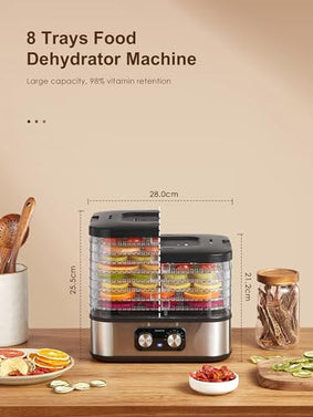 Electric 8 Trays Food Dehydrator Machine, 400W Jerky Dryer with Temperature Control 95-176℉, Electric Food Preserver for Fruits, Veggies, Meats & Dog Treats