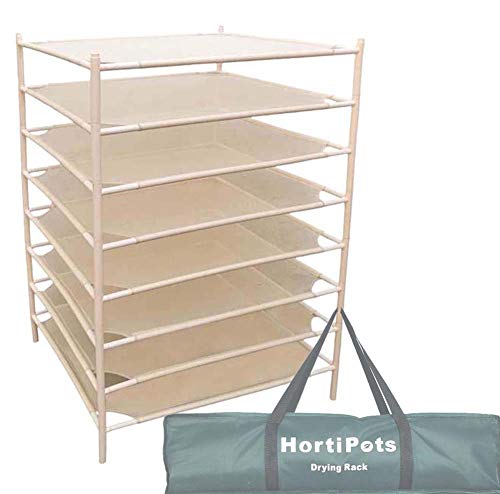 HORTIPOTS Herb Drying Rack 8 Layer Drying Net Dryer Stand Square 28 x 28 Inch to Dry Laundry Clothes or Cure Plants Like Herb Fruit Flowers