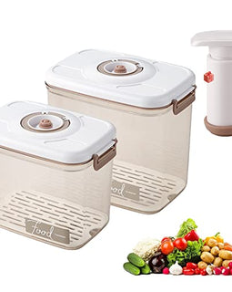 Vacuum Seal Containers - Marinade and Keep Food Fresh with Time Dial, BPA Free, Drainer, Microwave Friendly - 2 Piece Set (11.5Cups+19.5Cups Rectangular)