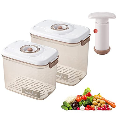 Vacuum Seal Containers - Marinade and Keep Food Fresh with Time Dial, BPA Free, Drainer, Microwave Friendly - 2 Piece Set (11.5Cups+19.5Cups Rectangular)