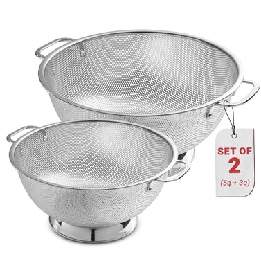 Bellemain Micro-perforated Stainless Steel Colander-Dishwasher Safe (3 QT and 5 QT)