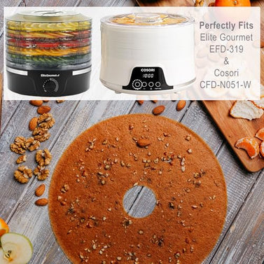 5 Fruit Leather Silicone Dehydrator Sheets with EDGES fits Elite Gourmet EFD-319 Round Dehydrators NON-Toxic Lip EFD319 Mold Hold Batter Liquids Fruit Roll Up Fruit Leather Circle ReUsable Flexible