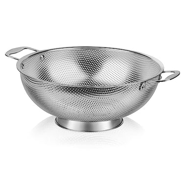 Extra Large 6-Qt Colander, 18/8 Stainless Steel Mesh Strainer for Kitchen, Food Sieve with Riveted Handles and Self-draining Solid Ring Base, Great for Pasta, Rice, Vegetables and Fruits