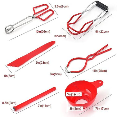 Canning Supplies Starter Kit Kitchen Tool Set Include Canning Tongs, Jar Wrench, Magnetic Lid Lifter, Wide Mouth Funnel, Bubble Popper/Measurer, Jar Lifter for Water Bath Canner Pot or Pressure Canner