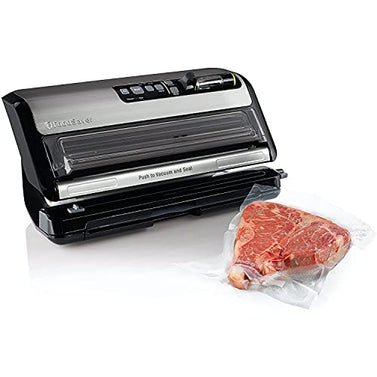 FoodSaver FM5200 2-in-1 Automatic Vacuum Sealer Machine, Silver, 9.3 x 17.6 x 9.6 inches & 8" x 20' Vacuum Seal Roll with BPA-Free Multilayer Construction for Food Preservation & Sous Vide, 3-Pack